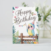 リトル編集可能なオウム誕生日 カード (スタンド正面)