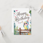 リトル編集可能なオウム誕生日 カード (正面/裏面インサイチュ)