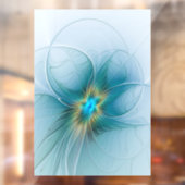 リトル美しいモダンブルー金ゴールドフラクタルアートフラワー ウィンドウサイン (シート2)