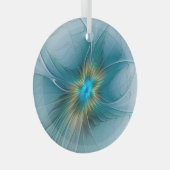 リトル美しいモダンブルー金ゴールドフラクタルアートフラワー ガラスオーナメント (正面右)