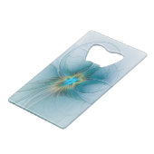 リトル美しいモダンブルー金ゴールドフラクタルアートフラワー クレジットカード栓抜き (正面アングル)