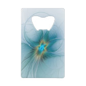 リトル美しいモダンブルー金ゴールドフラクタルアートフラワー クレジットカード栓抜き (裏面)