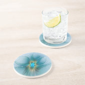 リトル美しいモダンブルー金ゴールドフラクタルアートフラワー コースター (側面)