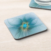リトル美しいモダンブルー金ゴールドフラクタルアートフラワー コースター (左側)