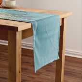 リトル美しいモダンブルー金ゴールドフラクタルアートフラワー ショートテーブルランナー (インサイチュ)