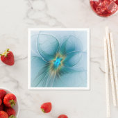 リトル美しいモダンブルー金ゴールドフラクタルアートフラワー スタンダードカクテルナプキン (インサイチュ)