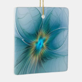 リトル美しいモダンブルー金ゴールドフラクタルアートフラワー セラミックオーナメント (右)