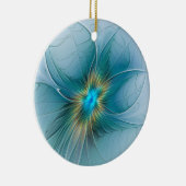 リトル美しいモダンブルー金ゴールドフラクタルアートフラワー セラミックオーナメント (右)