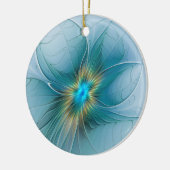 リトル美しいモダンブルー金ゴールドフラクタルアートフラワー セラミックオーナメント (左)