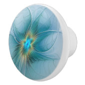 リトル美しいモダンブルー金ゴールドフラクタルアートフラワー セラミックノブ (右)