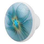 リトル美しいモダンブルー金ゴールドフラクタルアートフラワー セラミックノブ (右)