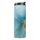 リトル美しいモダンブルー金ゴールドフラクタルアートフラワー タンブラー (回転左)