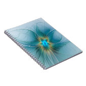 リトル美しいモダンブルー金ゴールドフラクタルアートフラワー ノートブック (右側)