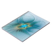 リトル美しいモダンブルー金ゴールドフラクタルアートフラワー ノートブック (左側)