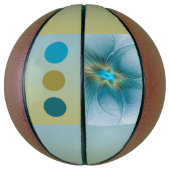 リトル美しいモダンブルー金ゴールドフラクタルアートフラワー バスケットボール (縦)