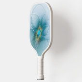 リトル美しいモダンブルー金ゴールドフラクタルアートフラワー ピックルボールラケット (左)