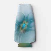 リトル美しいモダンブルー金ゴールドフラクタルアートフラワー ボトルクーラー (正面)