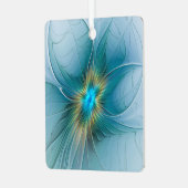 リトル美しいモダンブルー金ゴールドフラクタルアートフラワー メタルオーナメント (正面左)