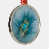 リトル美しいモダンブルー金ゴールドフラクタルアートフラワー メタルオーナメント (右)
