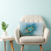 リトル美しいモダンブルー金ゴールドフラクタルアートフラワー ランバークッション (椅子)