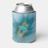 リトル美しいモダンブルー金ゴールドフラクタルアートフラワー 缶クーラー (缶裏面)