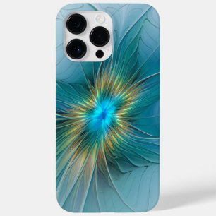 リトル美しいモダンブルー金ゴールドフラクタルアートフラワー Case-Mate iPhone 14 PRO MAXケース