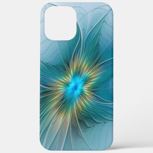 リトル美しいモダンブルー金ゴールドフラクタルアートフラワー Case-Mate iPhoneケース (裏面)