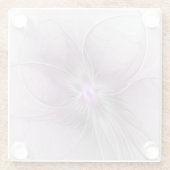 リトル美しいモダンマーヴグレーフラクタルアートフラワー ガラスコースター (裏面)