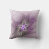 リトル美しいモダンマーヴグレーフラクタルアートフラワー クッション (裏面)