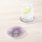 リトル美しいモダンマーヴグレーフラクタルアートフラワー コースター (側面)