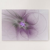 リトル美しいモダンマーヴグレーフラクタルアートフラワー ジグソーパズル (横)