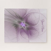 リトル美しいモダンマーヴグレーフラクタルアートフラワー ジグソーパズル (横)