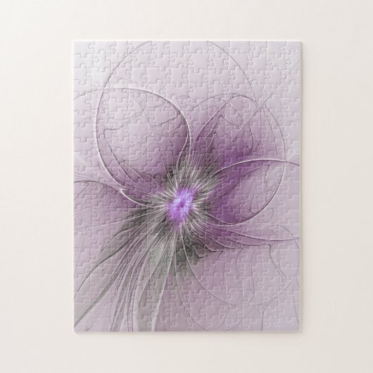 リトル美しいモダンマーヴグレーフラクタルアートフラワー ジグソーパズル (縦)