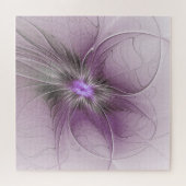 リトル美しいモダンマーヴグレーフラクタルアートフラワー ジグソーパズル (横)