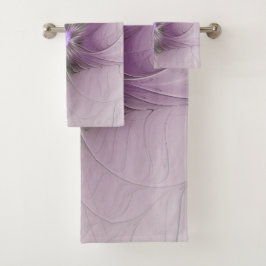 リトル美しいモダンマーヴグレーフラクタルアートフラワー バスタオルセット