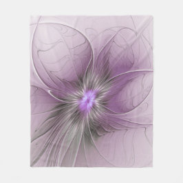 リトル美しいモダンマーヴグレーフラクタルアートフラワー フリースブランケット