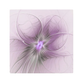 リトル美しいモダンマーヴグレーフラクタルアートフラワー メタルプリント