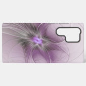 リトル美しいモダンマーヴグレーフラクタルアートフラワー SAMSUNG GALAXYケース (裏面横)