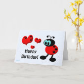 リトル誕生日ラブバグ カード (黄色い花)