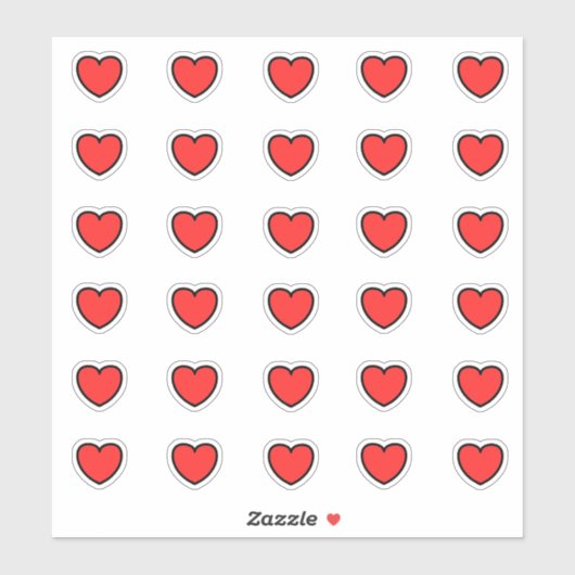リトル赤いハートパターン シール (シート)