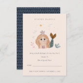 リトル赤面マーメイドおむつラッフルベビーシャワー エンクロージャーカード (正面/裏面)