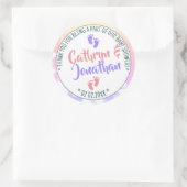 リトル足グラデーション赤ちゃんシャワー少女と男の子の双子 ラウンドシール (バッグ)