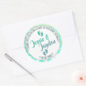 リトル足ライトティール（緑がかった色）グラデーションベビーシャワーボーイツイン ラウンドシール (封筒)