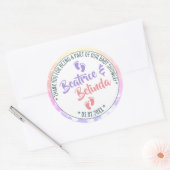 リトル足レインボーグラデーションベイビーシャワーガールズツインズ ラウンドシール (封筒)