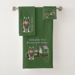 リトル軍隊トラックと陸軍くるみ割り バスタオルセット