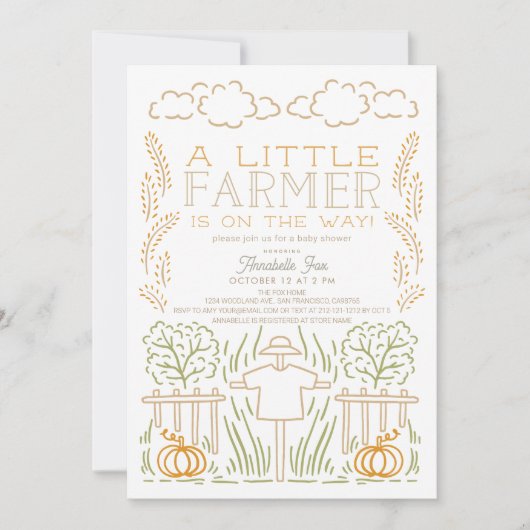 リトル農家ハーベストかかし赤ちゃんシャワー 招待状 (正面)