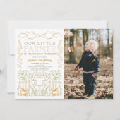 リトル農家ハーベストスカカローフォト誕生日 招待状 (正面)