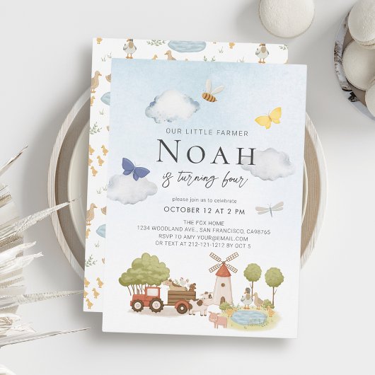 リトル農家ファームアニマルズキッド誕生日 招待状