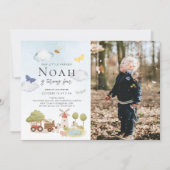 リトル農家ファーム動物キッドの誕生日写真 招待状 (正面)