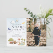 リトル農家ファーム動物キッドの誕生日写真 招待状 (スタンド正面)